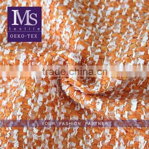 Widely Use Orange Wool Polyester Tweed Fabric/thick Tweed Heavy Woolen Fabric thumbnail-1