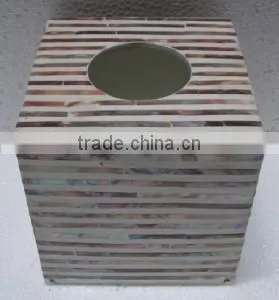 High Quality Brown White Mother of Pearl Square Tissue Box thumbnail-1