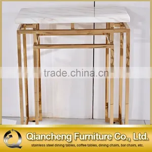 2017 French Style Golden Stainless Steel Marble Top Console Table thumbnail-2
