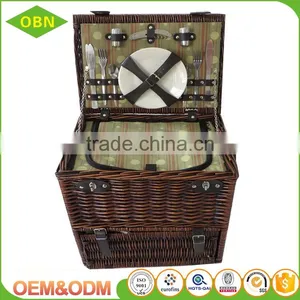 Wicker Material Black Color 4 Persons Wicker Picnic Basket thumbnail-2