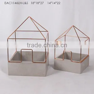 Square Concrete Hanging House Like Flower Pot Succulent Pot thumbnail-2