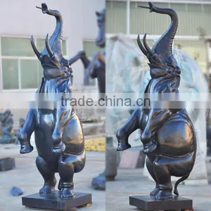 High Quality Metal Craft Bronze Standing Elephant Fountain Statue thumbnail-1