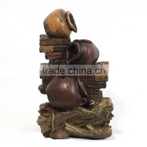 Rustic Brick Wall and Jugs Tabletop Fountain With LED Light thumbnail-2