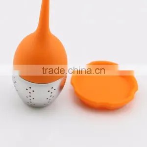 Good Quality Orange Handle Silicone Tea Strainer thumbnail-4