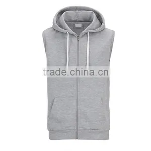 no Name Hoodies Plain Black Hoodies 80% Ringspun Cotton 20% Polyester Full Zip Sleevless Bodybuilding Hoodies thumbnail-6