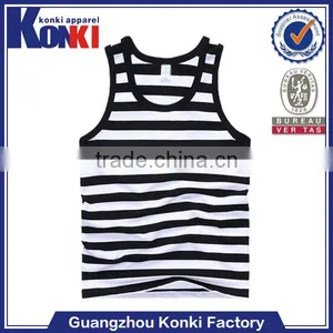 Custom Dri Fit 100 Cotton Stripe Men Loose Tank Top Hot Fashion thumbnail-1