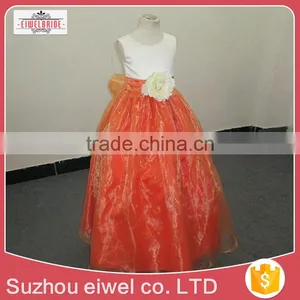 Orange Organza Flower Girl Dress thumbnail-2