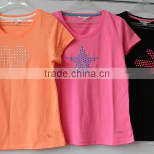 Cheap Lady Strass Print Short Sleeve T-shirt With O-neck thumbnail-1