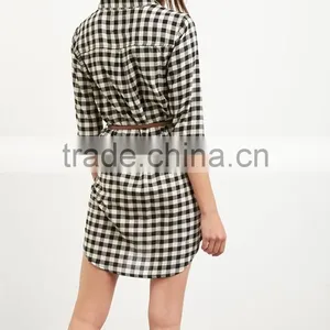 Hot Seller Slim Pencil Women Dress,grid Patterned Women Dress Shirts thumbnail-4