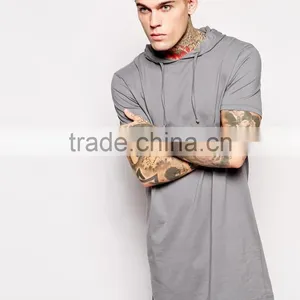 Super Longline T-Shirt With Hooded Skater Fit China Products thumbnail-2