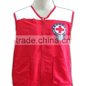 ISO 9001 Audit Factory 100% Polyester Zip up Red Fitted Safety Vest thumbnail-2