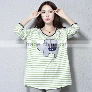 Autumn T-shirt, Maternity T-shirt, Big Size T-shirt, Long Sleeve Stripe T-shirt thumbnail-2