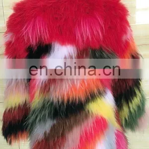 Hot-sale Real Raccoon Fur Colorful Jacket Winter for Women thumbnail-2