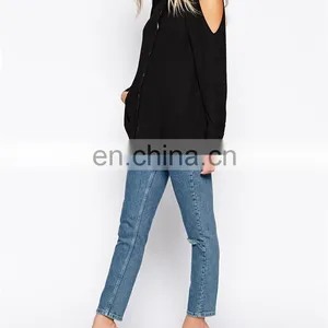 China Supplier Fashion Blouses 2015 / Dongguan Cold Shoulder Women Blouse / Clothing Manufacturers Chiffon Style Blouse thumbnail-4