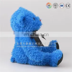 Factory Price 20cm Stuffed Blue Teddy Bear Embroidered Plush Toy With Bowtie thumbnail-2