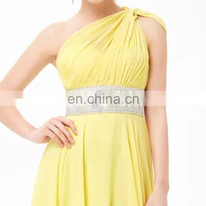 Grace Karin One Shoulder Long Yellow Formal Evening Dress Chiffon Floor-length Dresses Evening CL3419 thumbnail-5