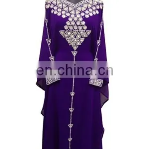 Blue Embellised Stylish Designer 2015 Moroccan Jalabia Kaftan thumbnail-1