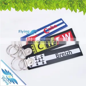 Customized Big Embroidery Decorated Giveaway Key Chains, Bulk Cheap Cloth Polyester Keychains With Logo for Sale thumbnail-5