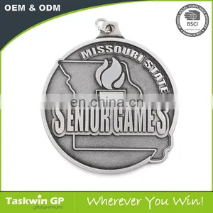 Gold Silver Bronze Senior Game Sports Award Medallion Custom Metal Medals thumbnail-1