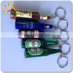 Beer Shaped Led Torch Projector Light up Glow Key Ring Chain Wholesale for Decoration Promotion Gifts thumbnail-1