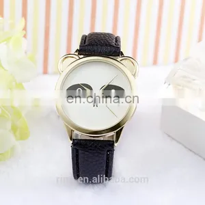 Wholesale Fashion Jewelry Lovely Panda Face Leather Watches thumbnail-2
