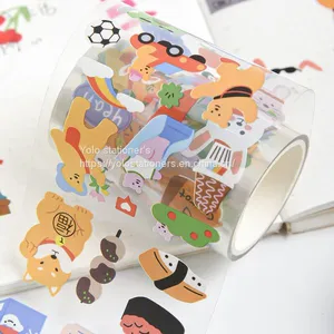PVC and Paper Tape Custom Cartoon Cute Bear Hand Account Diary DIY Decorative Hand Account Material Stickers thumbnail-2