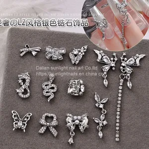 Hot Selling lz Nail Bow Jewelry, New Silver Butterfly Chain Pendant, Zircon Dragon Snake Nail Diamond thumbnail-1