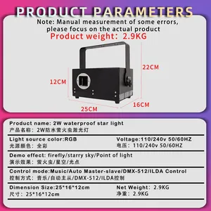 Direct Supply 2W Waterproof RGB Star Laser Light IP65 Full Color DMX512 Control Mode Auto thumbnail-4