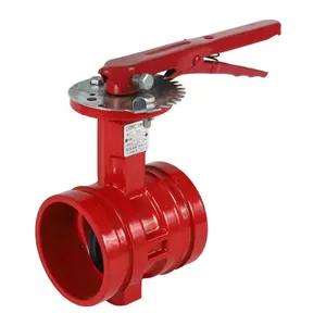High Quality GGG50 Ductile Iron QT450 Handwheel Turbine Fire Signal Grooved Butterfly Valve Butterfly Valve thumbnail-1
