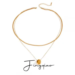 Non-Fade 18K Gold Plated Letter Necklace - Stainless Steel Coin Jewelry for Wholesale thumbnail-3