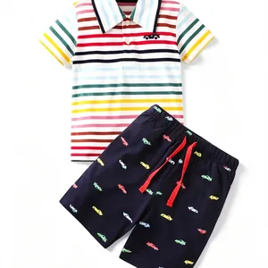 Boys' Striped Polo & Printed Shorts Set thumbnail-3