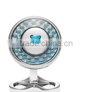 2016 New Design Stainless Steel Blue Carbon Button Cufflinks thumbnail-1