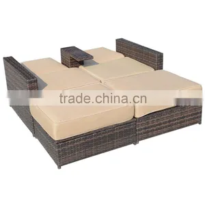 Multifunction New Design Double Outdoor Living Garden Daybed Philippines Bamboo And Rattan Furniture thumbnail-3