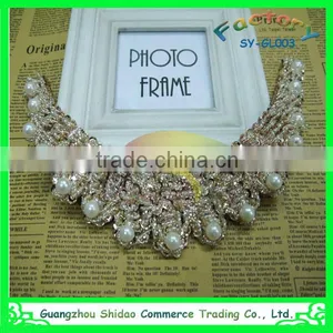 Custom New Arrival White Cheap and Chantilly Sequin African Lace Collar for Garment thumbnail-5