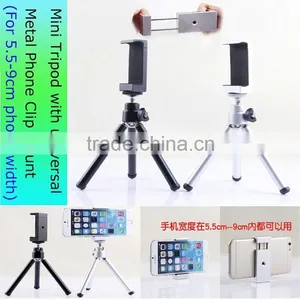 No Patent 2 Sections Extendable Mini Aluminum Tripod Stand With Metal Mount Adapter for Apple IPhone 6 Plus,Samsung Note,HTC thumbnail-1