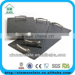 Medium Rectangular Shaped Slate Square Serving Tray With Handles thumbnail-1