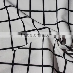 Men's t Shirt Fabric 4 Way Strench Plaid Printed Polyester Lycra Fabric thumbnail-3