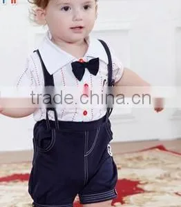 New Kids Summer Clothes Boy Girl Baby Baby Bib Shorts T-shirt Gentleman Two Piece thumbnail-4