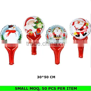 Wholesale Mini Round Shape Chirismas Santa Claus Mylar Inflatable Clap Stick Balloon thumbnail-1