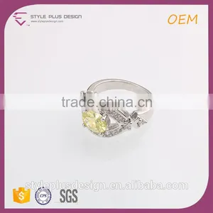 R63486K01 925 Sterling Silver Princess Cut Yellow & White Oval CZ Engagement One Stone Crown Metal O Ring Designs thumbnail-1