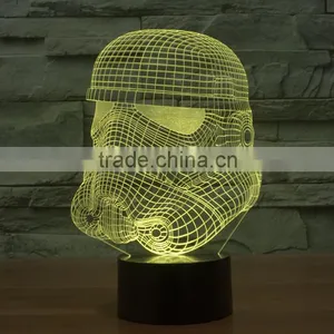 White Knight Shape USB + Battery Operated 3d Acrylic Illusion 7 Color Changing Night Light for Children Led Magnetic Lamp thumbnail-2