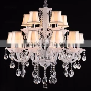 Replica White Crystal Chandelier Lighting Glass Lamp Shade Fabric thumbnail-2