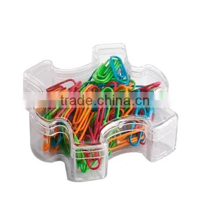 Neon Color Assorted Plastic-coated Paper Clip in Jigsw Puzzle Box thumbnail-2