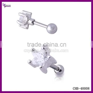 Fashion Stainless Steel Cubic Zirconia Ear Piercing Rings thumbnail-2