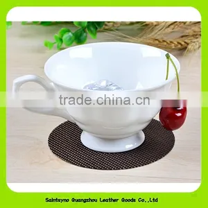 10cm Diameter Round Set of 6 PU Leather Cup Coaster 16028 thumbnail-1