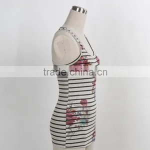 F5S15001 Stripe Design Ladies Wholesale Tank Top Manufacturer for 2016 Summer thumbnail-2