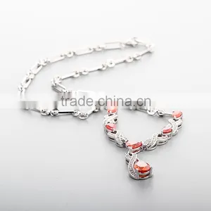 925 Sterling Silver Stone Chain Necklace Jewellery SNP029W thumbnail-3