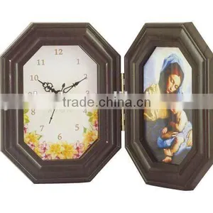 Plastic Desk Clock With Photo Frame thumbnail-1