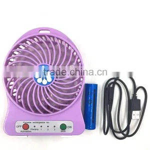 3 Speed Control Portable Purple Electric Led Mini USB Desk Fan for Student thumbnail-5