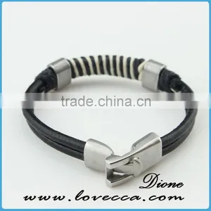 Wholesale Cheap Engraved Braided Leather Bracelet With Fashion Charm and Stainless Steel Buckle thumbnail-2